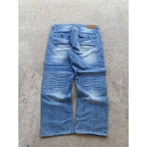 Sean John Jeans Mens 38 Relaxed Hamilton Wide Leg Denim Button Fly Distressed 38